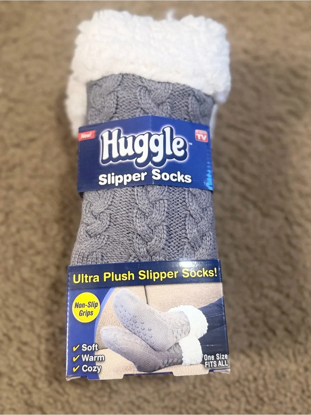 NWT Plush Slipper Socks – Gray